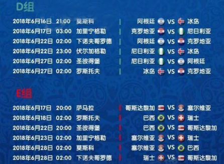 2018年世界杯赛程表时间（北京时）回顾与展望2022年世界杯比赛北京时间